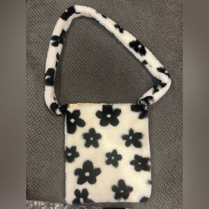 White Flower Bag/purse 10” wide x 11” tall